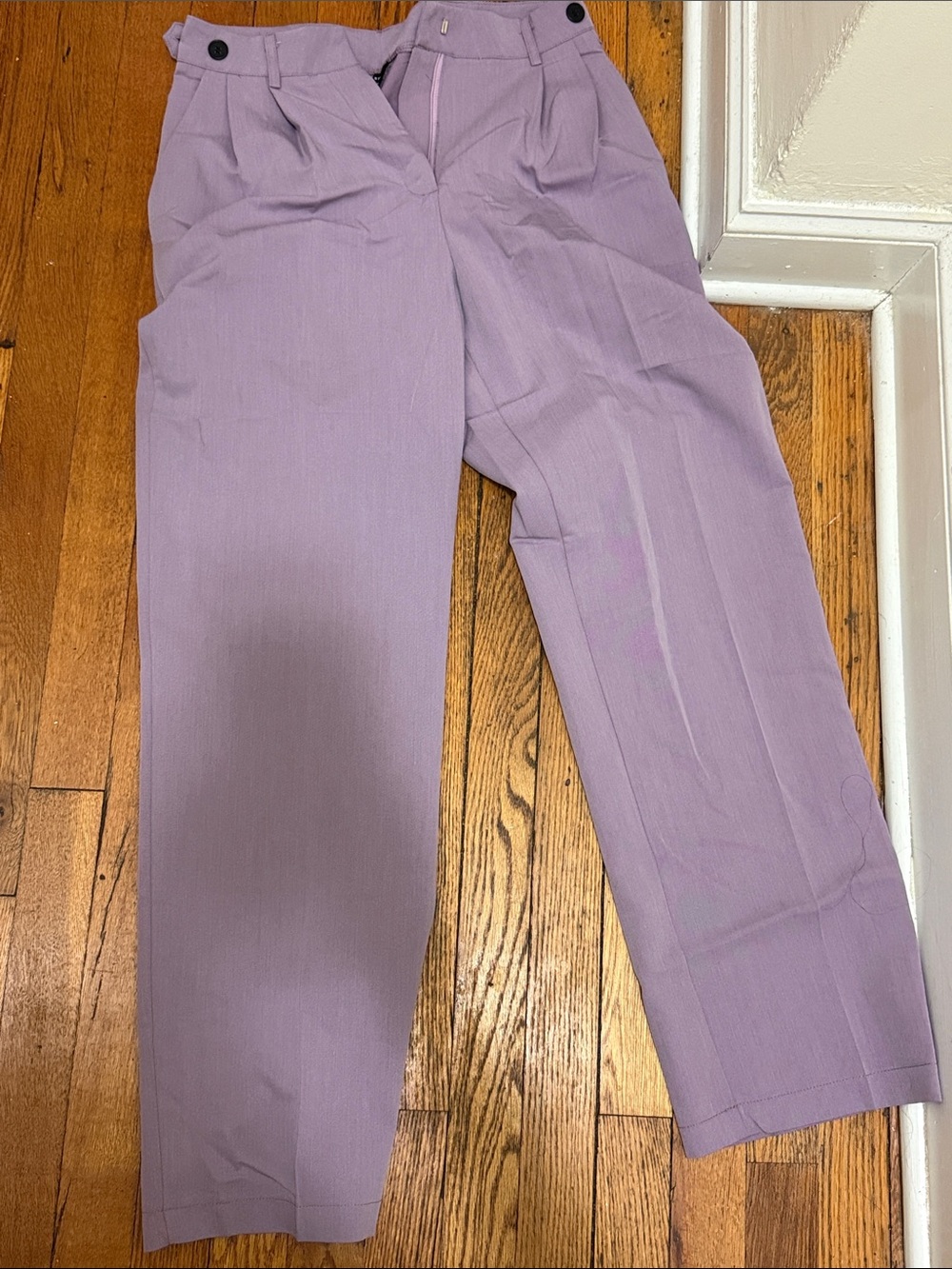 SHEIN Lilac High-Waist Pleated Trousers